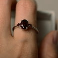 thumbnail image 3 of Natural Garnet ring, three stone ring, sterling silver, January birthstone ring,vintage ring, 3 of 3