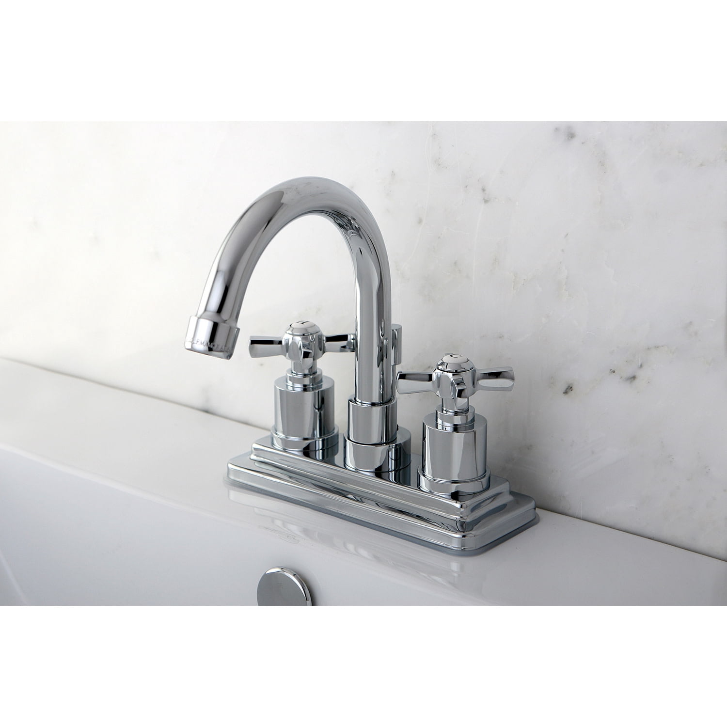 Kingston Brass KS8661ZX Millennium 4 in. Centerset Bathroom Faucet with Brass Pop-Up, Polished Chrome