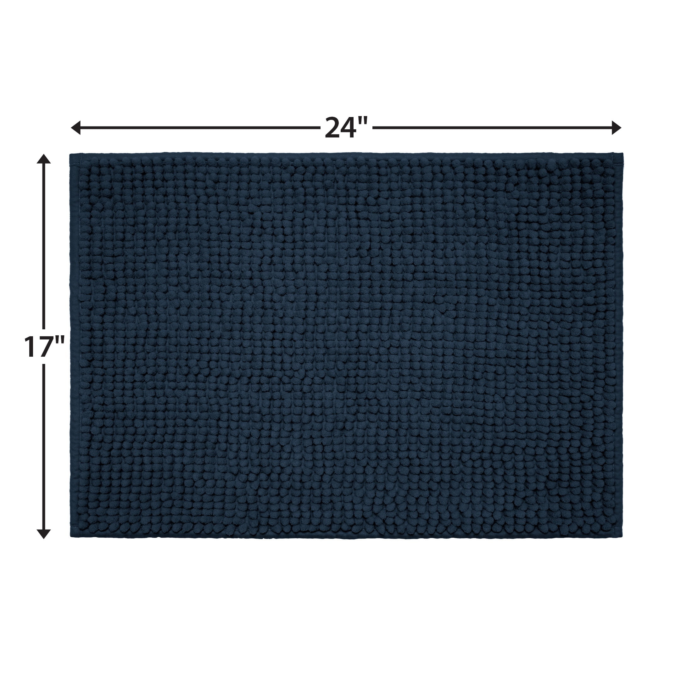 Mainstays Basic Polyester Chenille Noodle Bath Rug, Blue Cove, 17"x24", 2-Piece Set