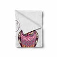 thumbnail image 2 of Owl Soft Flannel Fleece Throw Blanket, Ornate Colorful Owl on the Branch Observing Flat Face Myst Animal Image, Cozy Plush for Indoor and Outdoor Use, 60" x 80", Pink Purple White, by Ambesonne, 2 of 6