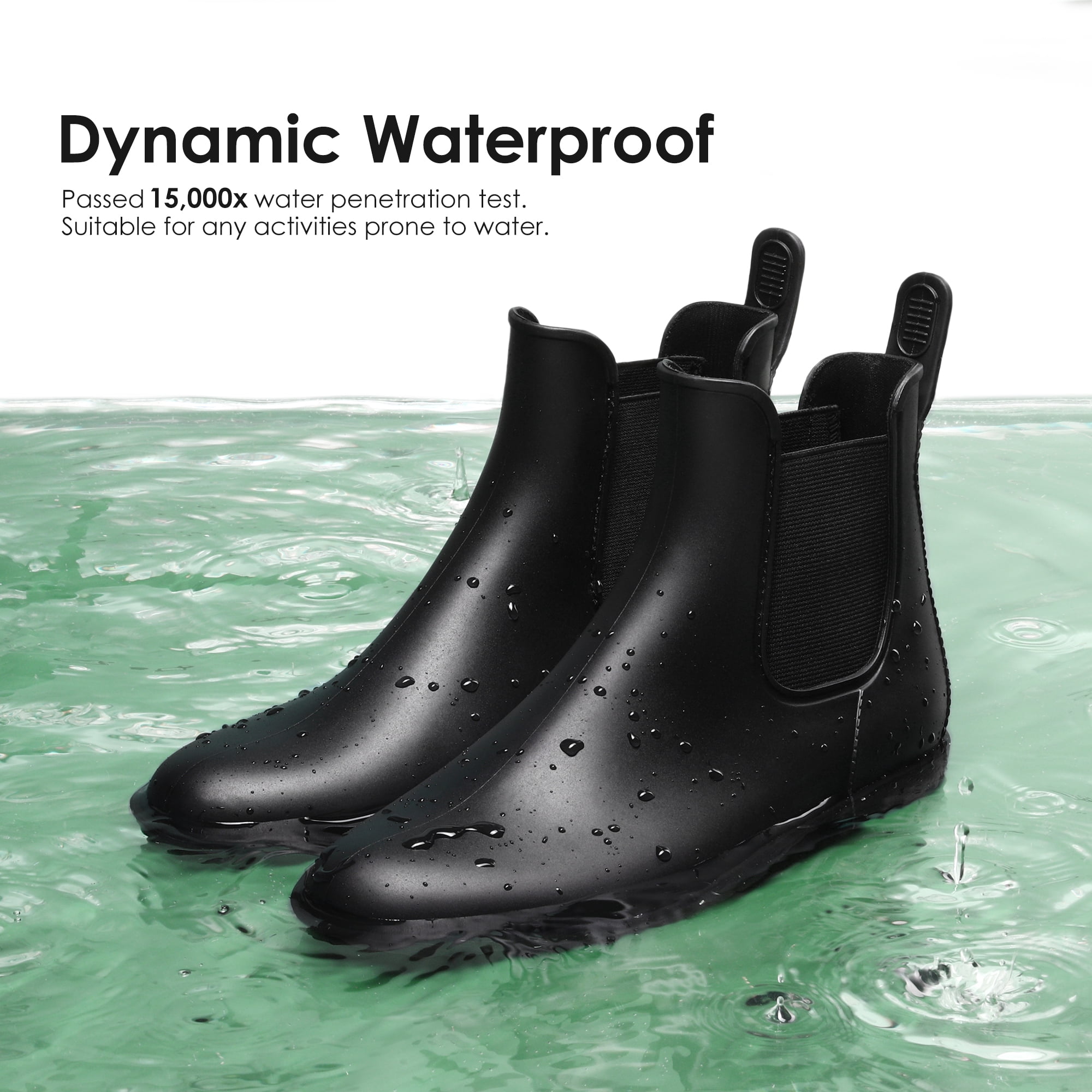 DREAM PAIRS Women's Ankle Rain Boots Chelsea Short Boots Waterproof Elastic Slip On Lightweight Comfortable Garden Outdoor Shoes