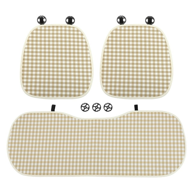 Funda de Asiento Completa Unique Bargains de Algodón para Autos Color Marrón con Patrón de Cuadros Universal para SUV/Furgonetas/Sedanes/Camiones 1 Juego de Cojines para Asientos Delanteros y Traseros