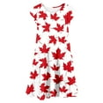 thumbnail image 4 of XEGLSBU Robe Fleurie pour Filles de la Fête du Canada, Mignonne, Imprimé de Feuilles d'Érable Rouges et Blanches, à Étages, Coupe Trapèze, avec Manches Volantées et Poches, Robe de Fête Confortable pour les Fêtes Canadiennes Cele, 4 of 5