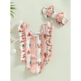 thumbnail image 4 of Arvbitana Baby Girl One Pieces Swimsuit Cartoon Ice Cream Print Ruffled Sleeveless Romper Swimwear + Bow Headband Summer Casual Bathing Beachwear 2Pcs 6M-3T, 4 of 8