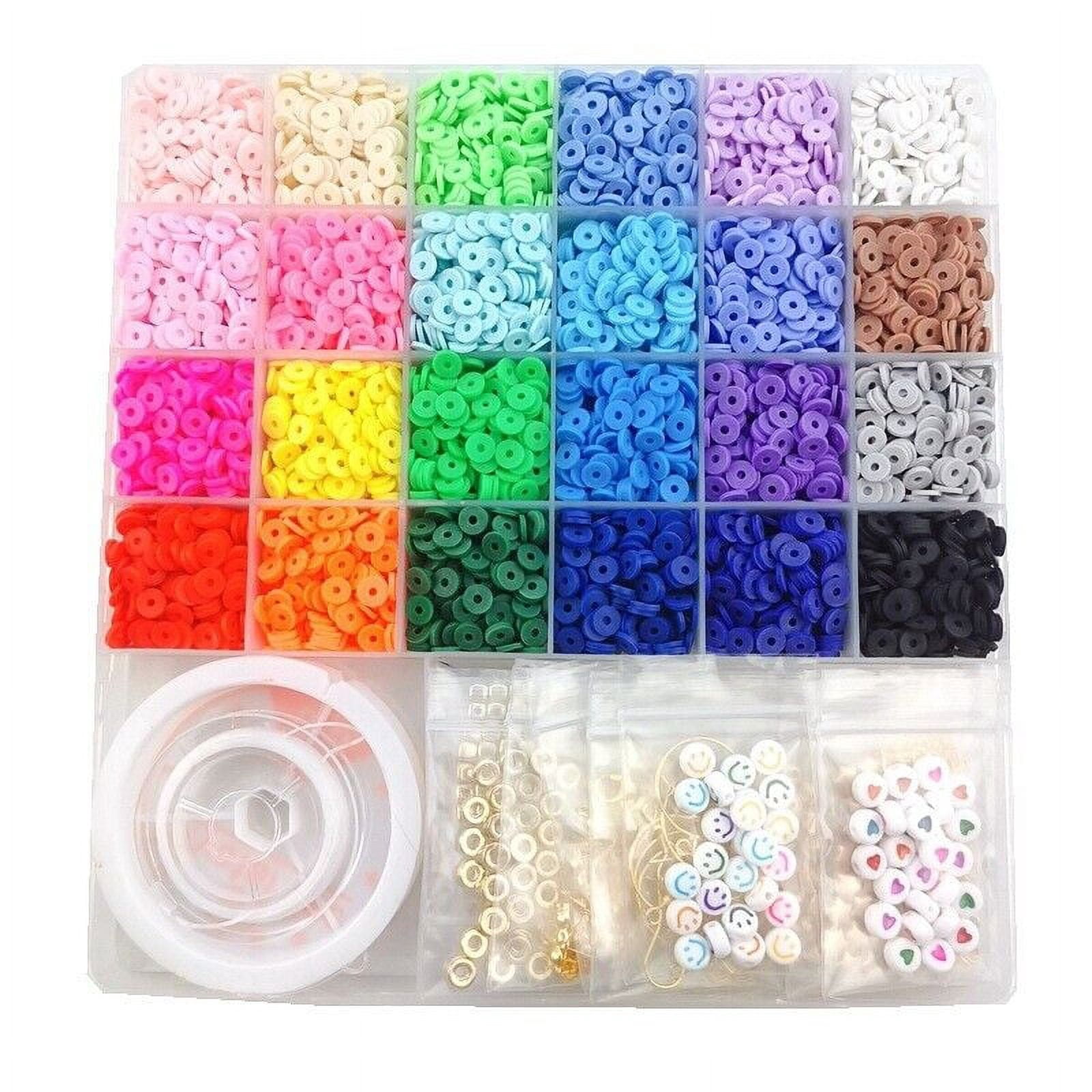 6000/9000Pcs Clay Beads Bracelet Making Kit Round Flat Beads Polymer Clay Beads Set DIY Kit