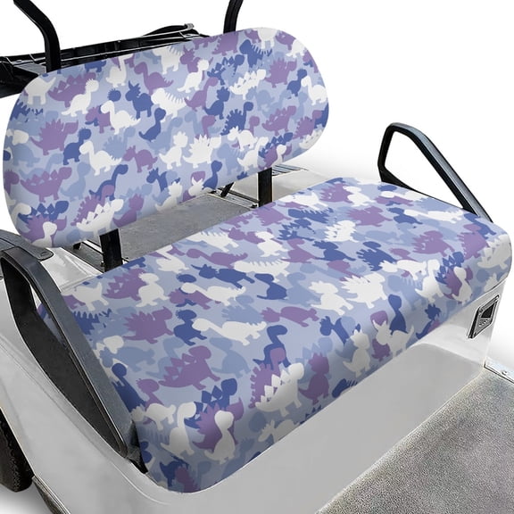 Pzuqiu Dinosaur Silhouette Camo Golf Cart Seat Cover Set - 2-Piece Stretchable Washable Protector | Fits EZGO, Club Car & Yamaha | Fun Golf Cart Accessory