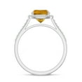 thumbnail image 3 of 925 Sterling Silver Cushion Shaped Citrine Halo Ring, Moissanite Engagement Ring in White Gold Plated| November Birthstone Wedding Ring, Birthday, Anniversary Jewelry, Ring Size 7, 3 of 4