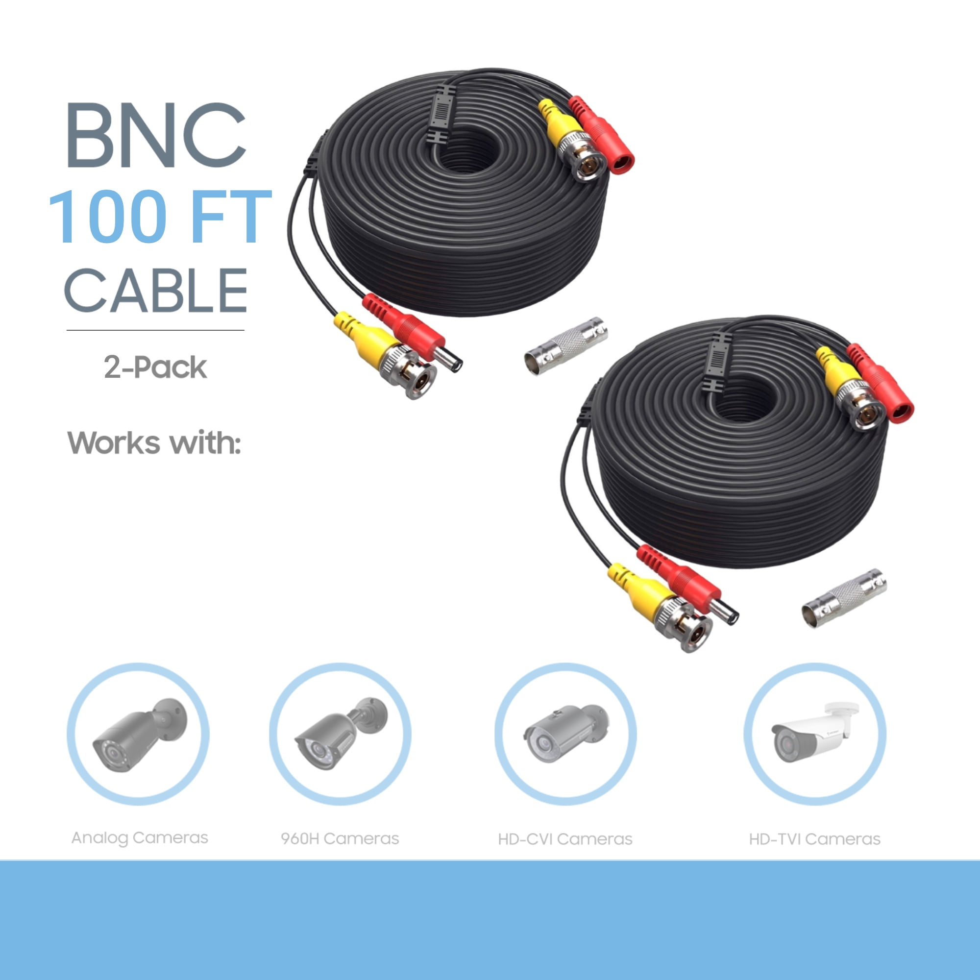 CJPGeek Security Camera Cable 100FT BNC Cable, Camera Wire CCTV, Pre