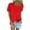 Red, variant on Women's Casual Summer Beachwear Loose Fit Round Neck Short Sleeve Blouse with Resort Style Vacation T-Shirt Top