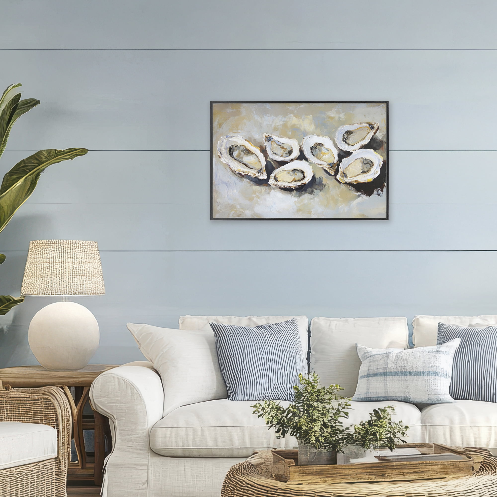 Stupell Industries Line of Oysters in Neutrals Black Framed Giclee Art, design by Sisi and Seb