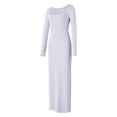 thumbnail image 2 of Michellecmm  Women Long Bodycon Dress Solid Color Ribbed Square Neck Dress, 2 of 9