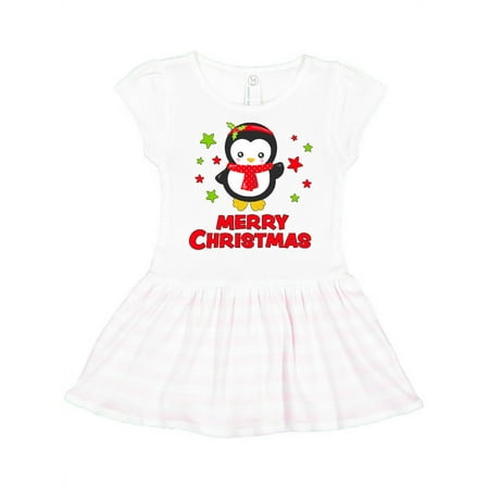 

Inktastic Merry Christmas Penguin waving Gift Toddler Girl Dress