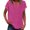 Hot Pink, variant on Linen Shirts for Women Short Sleeve V Neck Loose Fit Casual Plain T Shirts Summer Lightweight Tees