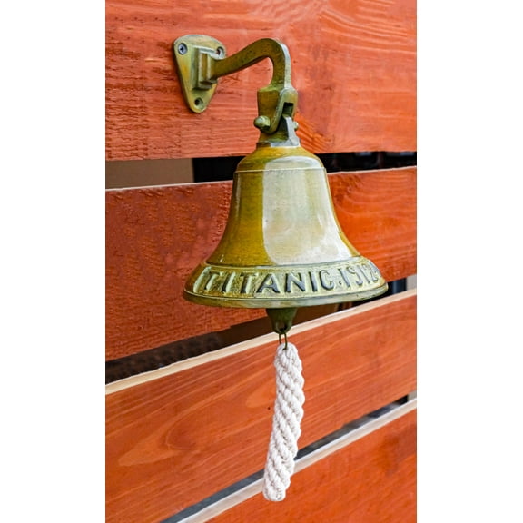 Antiqued Brass Finish Over Aluminum Verdigris Patina Titanic Wall Dinner Bell