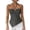 Gray, variant on Womens Asymmetrical Hem Halter Tank Top Slim Fit Blackless Metal Ring Front Ruched Top Summer Tie Up Cami Tank Black XXL