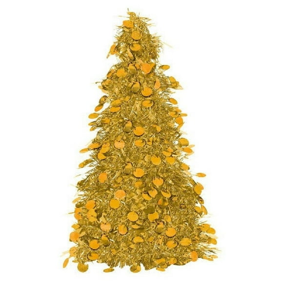 amscan Gold Tinsel Christmas Tree Table Centerpiece - Quantity of 1