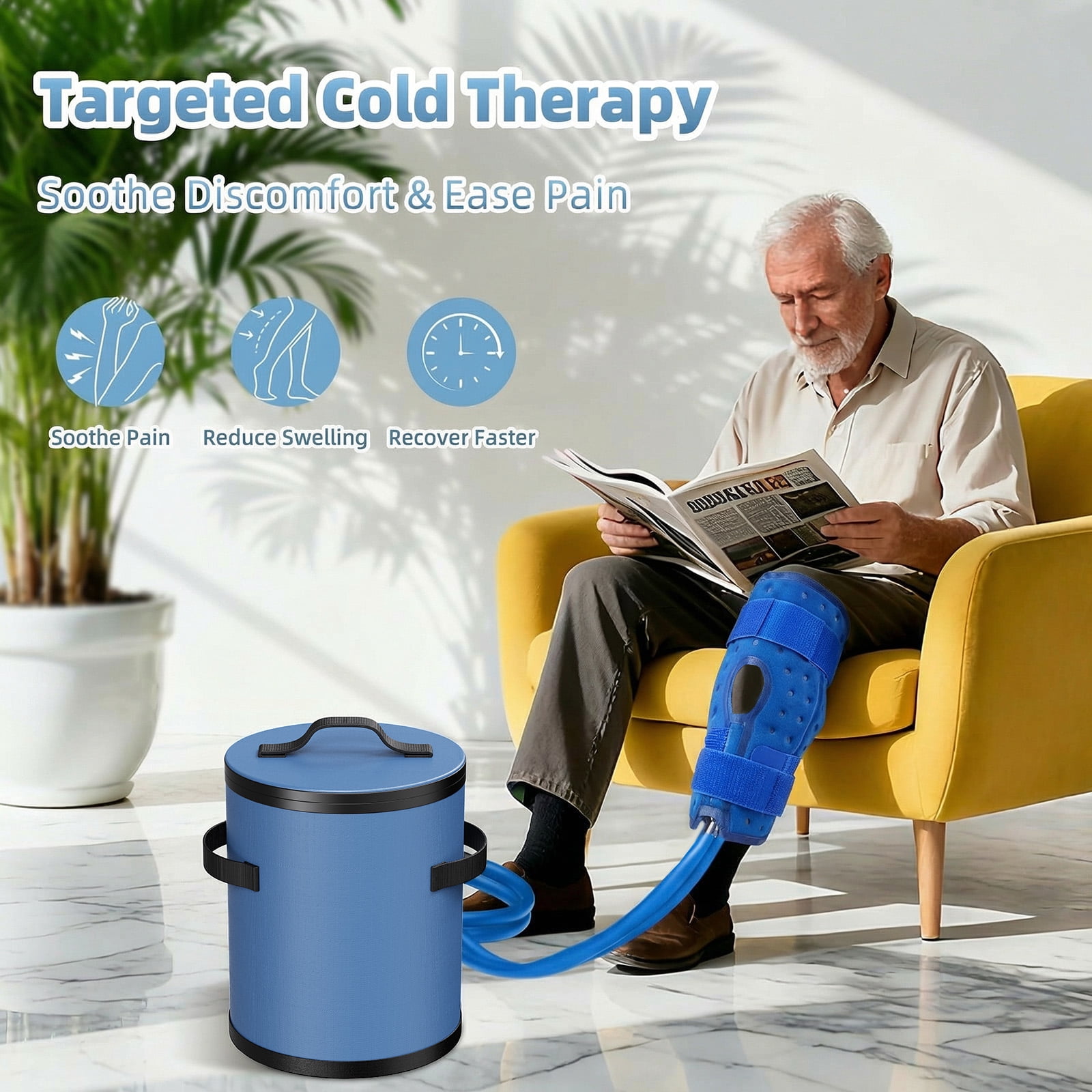 Cold Therapy Machine, Ice Machine for Knee After Surgery, cryotherapy Systerm with Pump, Adjustable Timer, Ideal for Knee Replacement Recovery, ACL,Swelling, Sprains, and Other Injuries (Blue)
