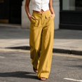 thumbnail image 2 of Rhuody Womens Summer Pants Elastic Waist Solid Color Wide Leg Relax Fit Loose Fit Trousers Elegant Clothing Xl Yellow, 2 of 6