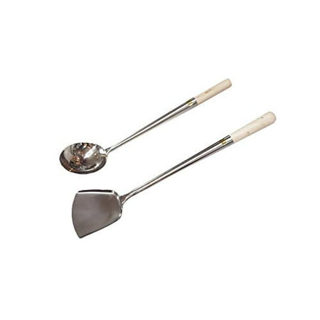 

Sunrise Kitchen Supply Wok Shovel & Ladle Set Wood Handle- 18 (Size #2)