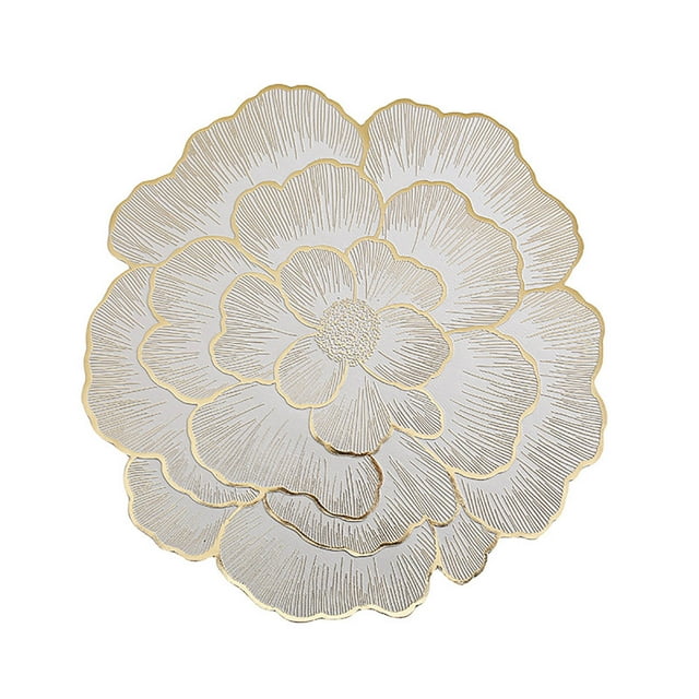 Leodye 1PCS Peony-Patterned PVC Table Mat - Heat-Insulating Dining Mat -15IN