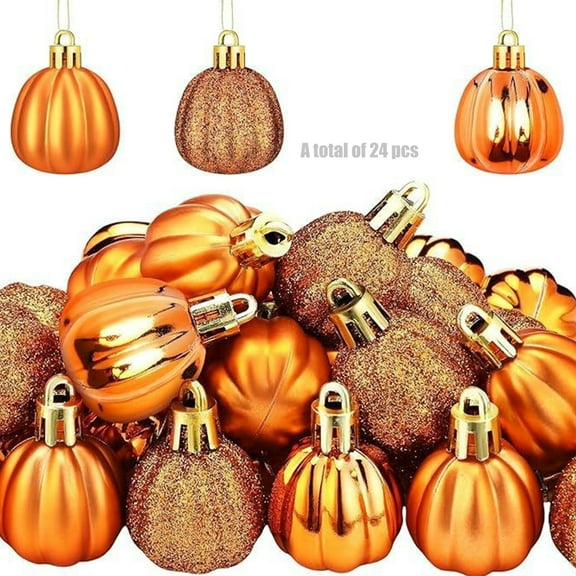 24 Pcs Thanksgiving Tree Decorations Fall Pumpkin Ornament For Home Autumn Party Halloween Christmas