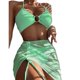 thumbnail image 2 of MKLEKYY Trajes De Baño Mujer Control Abdomen Women'S 3 Piece Bathing Suits Ring Bikini Set With Cover Up Skirt, 2 of 4