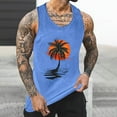 thumbnail image 2 of ZCFZJW Men's Bodybuilding Tank Top Casual Summer Tropical Palm Tree Print Workout Muscle Tank Sleeveless Graphic Gym Tees Shirts Blue XXL, 2 of 5