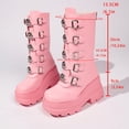 thumbnail image 2 of SACFOF Women's Pink Platform Boots Wedge Combat Gothic Chunky Heel Mid Calf Punk Motorcycle Shoes, 2 of 6