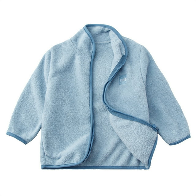 FAOWME Girls Toddler Full Zip Jacket Coats Tops Light Blue 5-6 Years