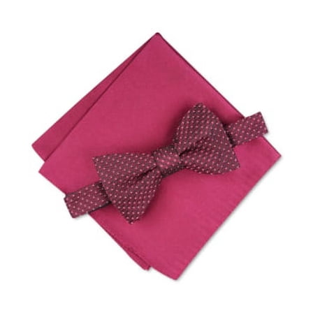 Alfani RED Men's Pre-Tied Roy Geo Bow Tie & Solid Pocket Square, One Size