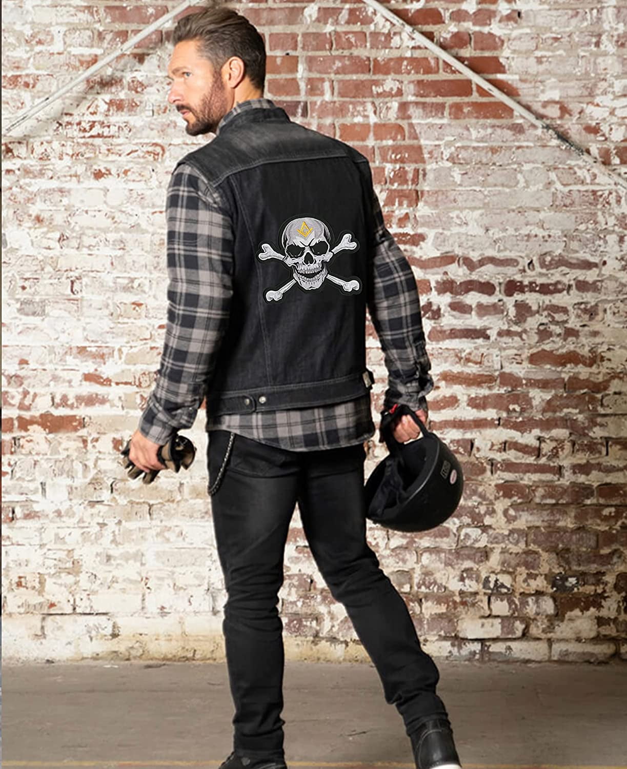 Masonic Skull & Crossbones | Large Motorcycle Center Back Patch Embroidered Iron On - by Nixon Thread Co. (10.5")