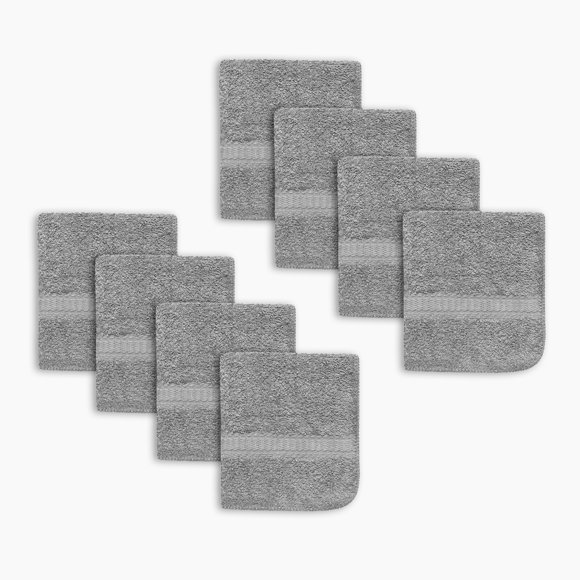 Ensemble de 8 débarbouillettes Mainstays Basics, Charbon