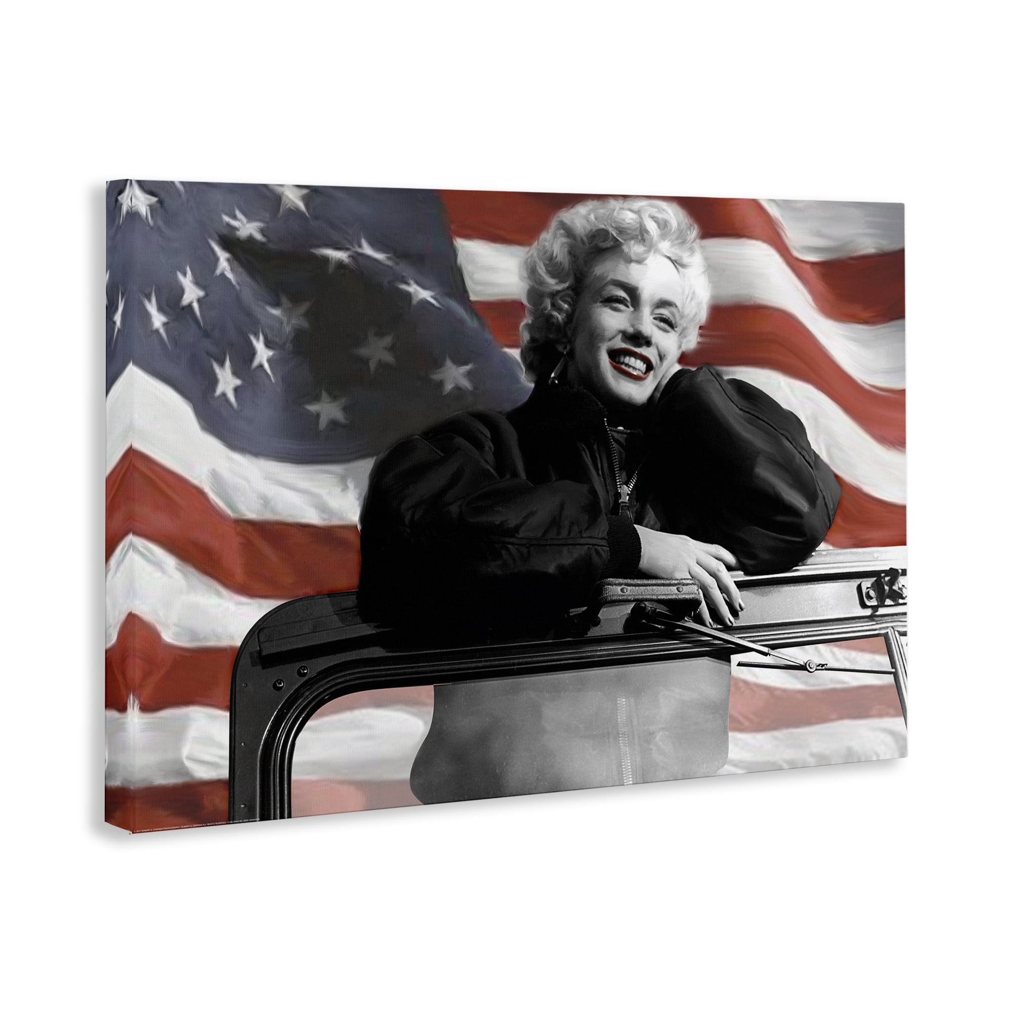 Stupell Industries Marilyn & Waving Flag People Painting Wrapped Canvas Art Print Wall Art, 30 x 20