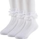 thumbnail image 1 of pares de calcetines con volantes para niñas, calcetines de algodón con encaje, calcetines blancos con volantes y encaje para niñas pequeñas, 1 of 5