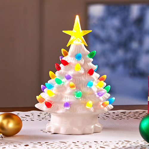 Retro Lighted Tabletop Christmas Trees