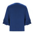 thumbnail image 5 of tarylea Plus Size Tops for Women V Neck 3/4 Flare Ruffled Sleeve Blouse Solid Color Pleated Tunic Casual Loose Summer Dressy Tops, 5 of 7