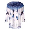 thumbnail image 5 of JFHHQ T-Shirt Durable Femme Imprimé Ethnique T-Shirt Décontracté Femme avec Manches Trois-Quarts et Col Rond Design L Bleu, 5 of 5