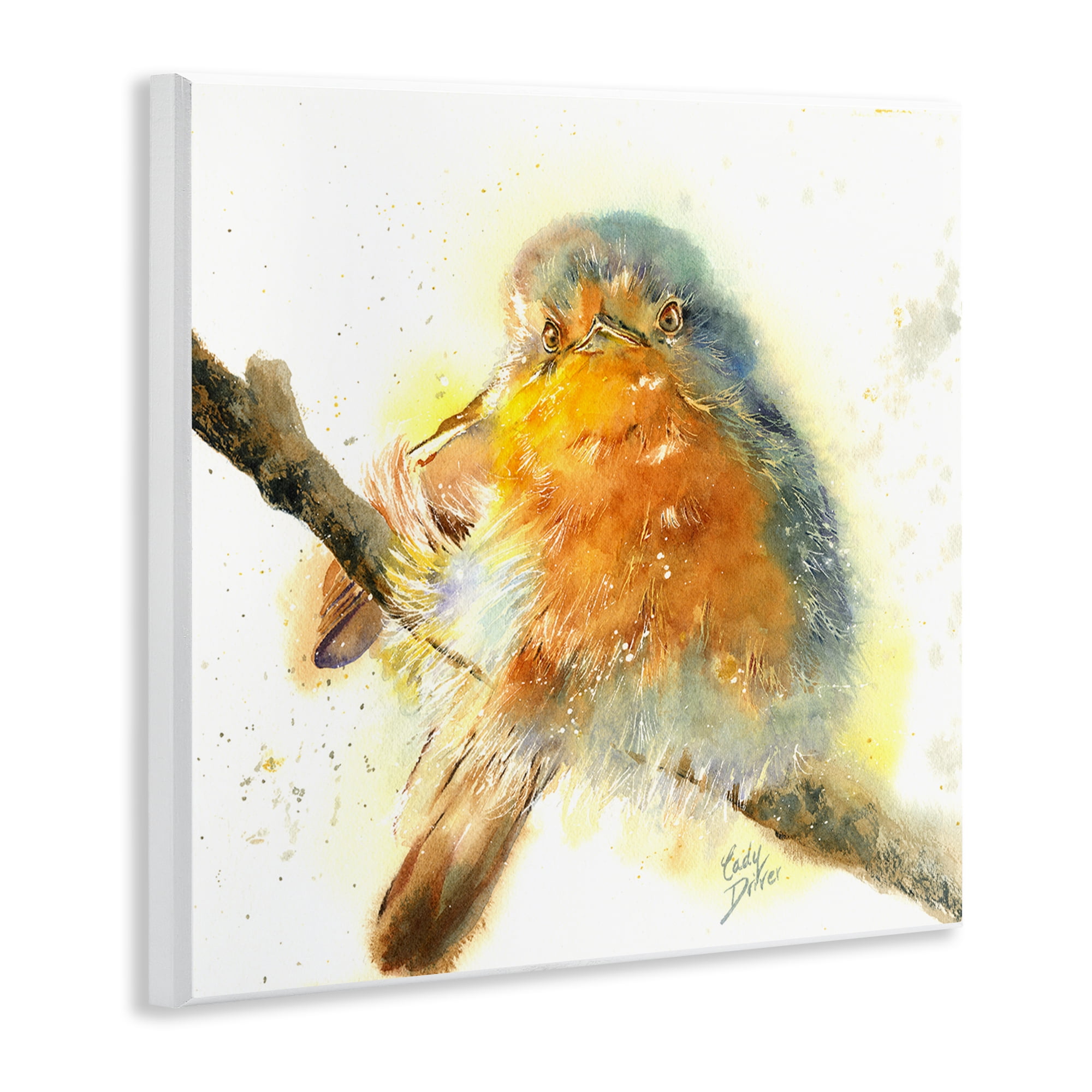 Stupell Industries Seated Songbird Watercolor Wall Plaque Art, design by Cady Driver