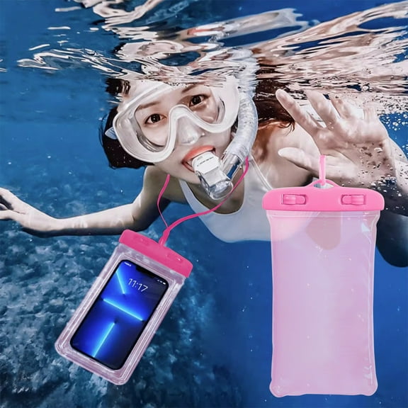 Waterproof Phone Pouch,Floating Waterproof Phone Case,Comprehensive Protection Bag with Detachable Lanyard,Convenient Touch Operation,Ideal for Swimming,Boat Sports and Water Playing（Pink）