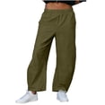 thumbnail image 2 of GUACER Womens Wide Leg Cargo Pants High Waisted Elastic Casual Trousers with Knee Detail Streetwear Fashion Pants, 2 of 7