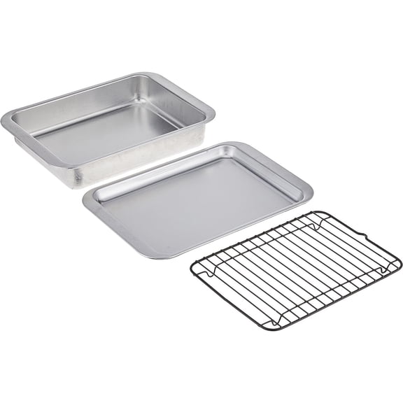 Nordic Ware Naturals Compact Grill and Bake Set - Non-Stick - 3 Piece, Silver