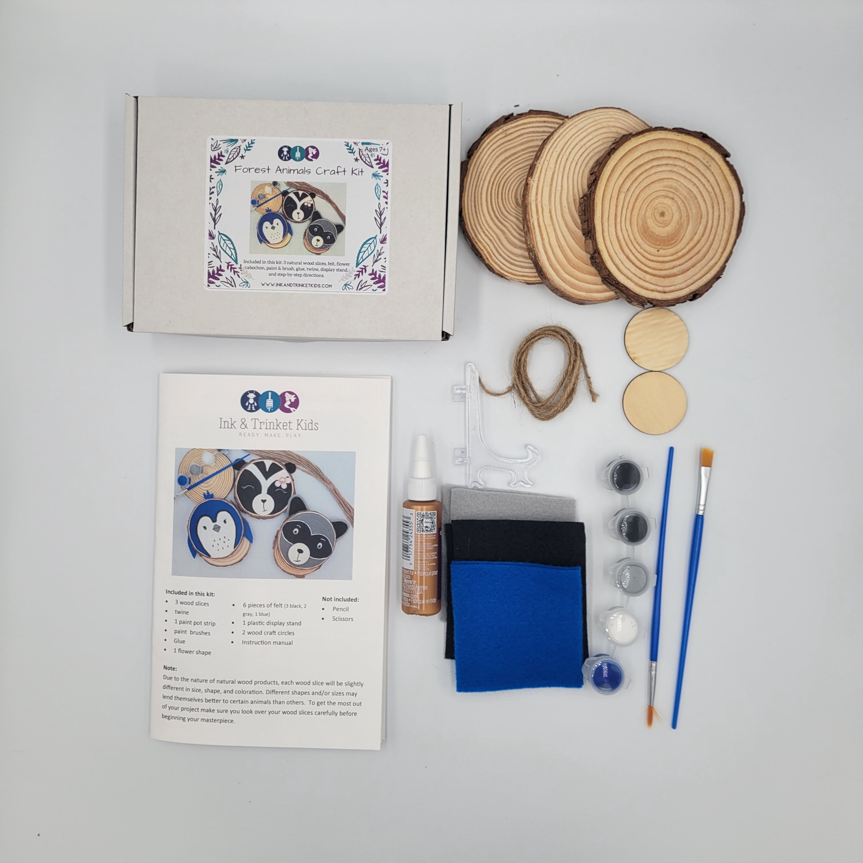Ink and Trinket Kids Forest Animals Craft Kit, Paint Your Own