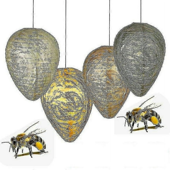 4 Pcs Waterproof Wasp Nest Decoys Hanging Hornet Deterrents Fake Cloth Wasp Nest Non-toxic Bee Decoy Deterrent - Mixed Color_The Ultimate Gift
