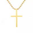 thumbnail image 2 of EOEMY Silver Stainless Steel Cross Pendant Necklace For Men Women Ball Chain 18"-26"-Gold-Small(1.14"*0.66")-18Inch Or 45Cm, 2 of 8