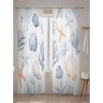 thumbnail image 5 of Sheer Curtains 96 Inches Long 2 Panels Set for Living Room, Orange Blue Coastal Semi Sheer Curtains for Windows, Summer Beach Nautical Starfish Coral Voile Window Treatments Rod Pocket Curtain, 5 of 7