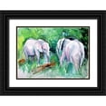 thumbnail image 1 of Kovacs, Anna Brigite 14x11 Black Ornate Wood Framed with Double Matting Museum Art Print Titled - Elephants Meeting, 1 of 4