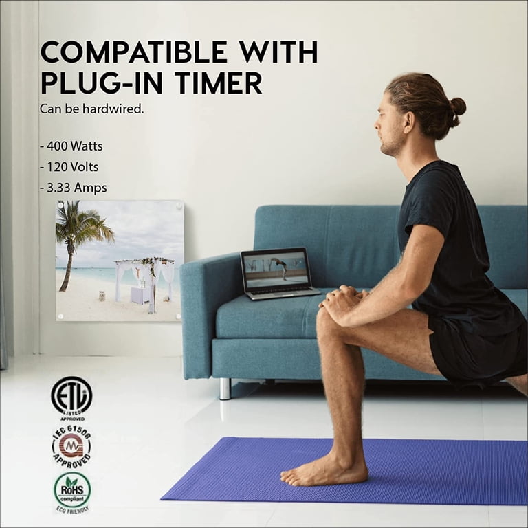 EconoHome Wall Mount Space Heater Panel 2023 Model - with Thermostat - 400  Watt Convection Heater - Ideal for 120 Sq Ft Room - 120V Electric Heater -  Overheat Protection (Beach Wedding) - Walmart.com