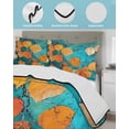 thumbnail image 4 of Quilts Twin Size, Orange Leaf Soft Comforter Bedding Set for Bed, Abstract Oil Painting Branch Turquoise Lightweight Quilted Bedspread with Pillow Cover(2 Pieces) for All Season, 68x86 Inch, 4 of 6