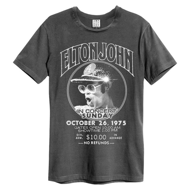 Amplified - Camiseta Live in Concert Elton John para Adultos Unisex (Carbón)