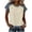 Beige, variant on Womens Summer Top Cap Sleeve Shirts Round Neck Textured Loose Casual Shirts Fashion Trendy Blouse